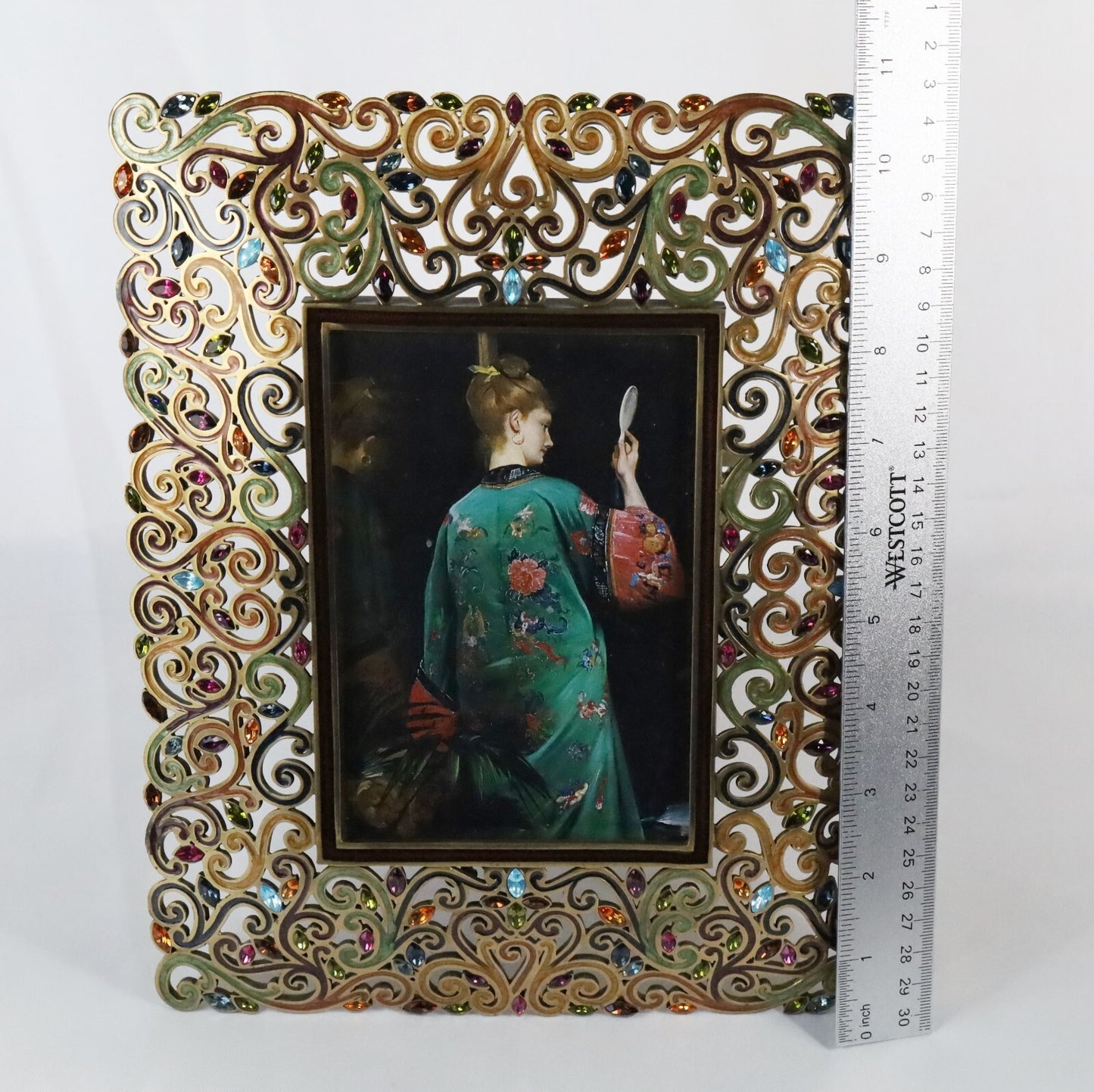 Jay Strongwater "Scheherazade" Rectangular Wide Scroll Border 4x6 Picture Frame