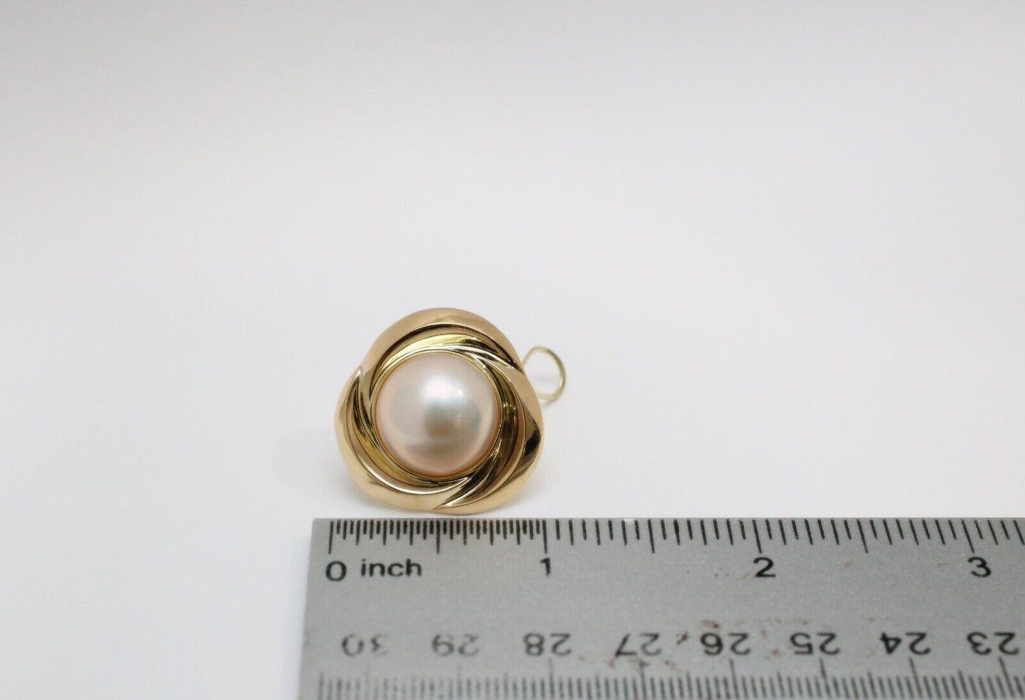 14k Yellow Gold Mabe Pearl Swirl Earrings, 13.4g