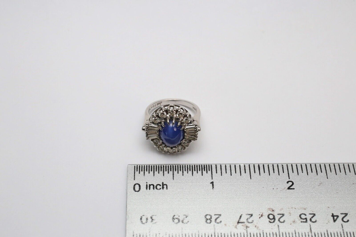 Craft 18k White Gold Star Sapphire & Diamond Cocktail Ring, Size 6.5 - 6.4g