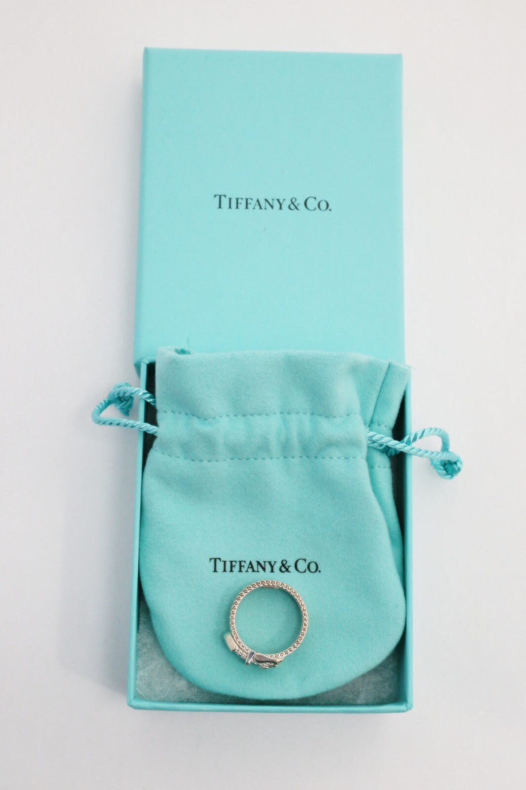 Tiffany & Co Sterling Silver Somerset Mesh Buckle Ring, Size 6.5 - 5.0g