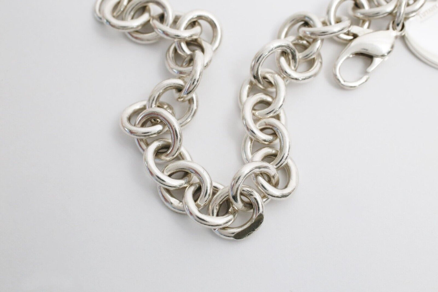 Tiffany & Co Sterling Silver Blank Heart Tag Bracelet, 7.5 inches - 33.6g