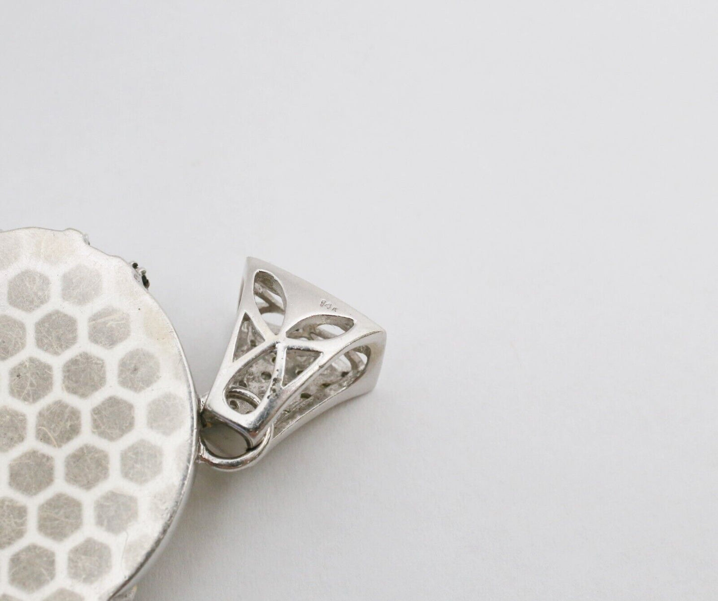 14k White Gold Jesus Pendant with Blue/White/Yellow Diamonds, 53.2g