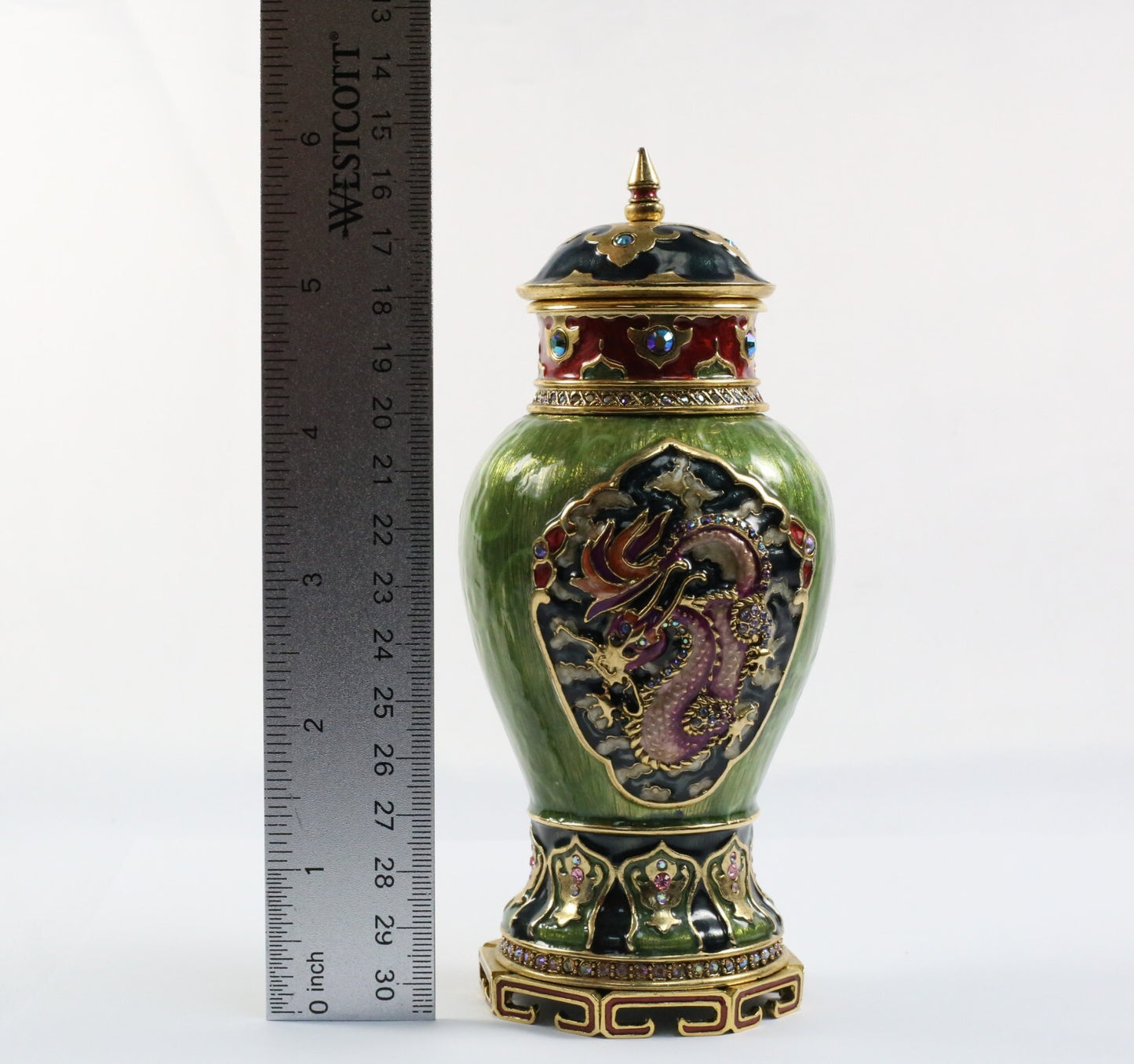 Jay Strongwater Chinoiserie Dragon & Phoenix Decorative Container