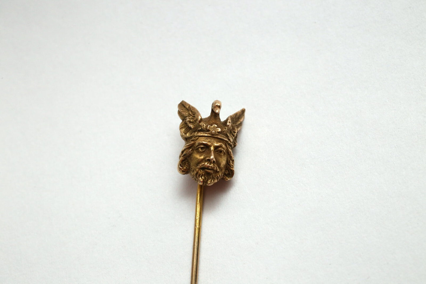 Antique 10k Yellow Gold Viking Stick Pin Circa 1910, 3.2g