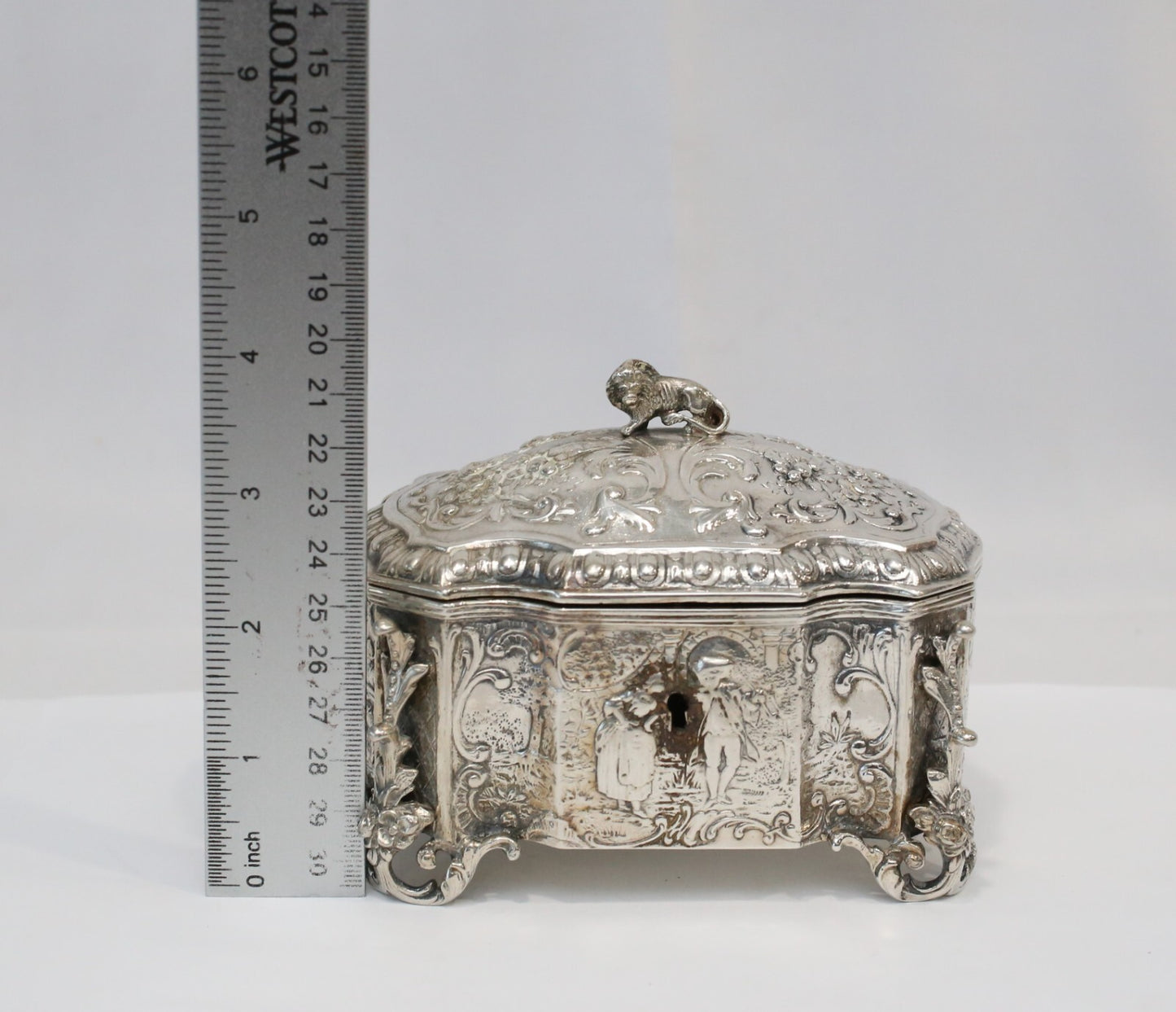 Antique Sterling Silver Esrog Box, 13.1 Oz