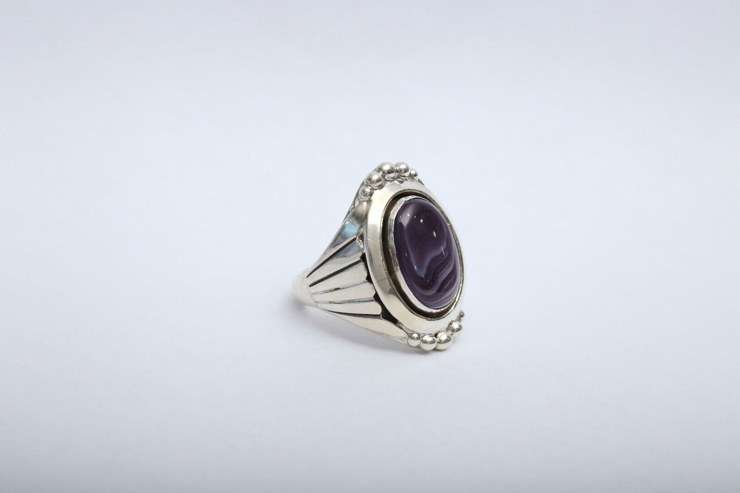 Navajo Sterling Silver Wampum Ring, Size 12 - 24.0g