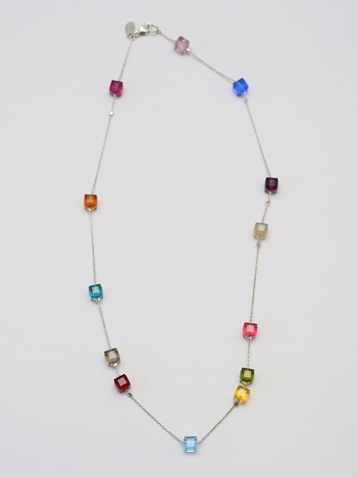 Aster & Sage Sterling Silver Beaded Cubed Necklace, 18 inches - 7.8g