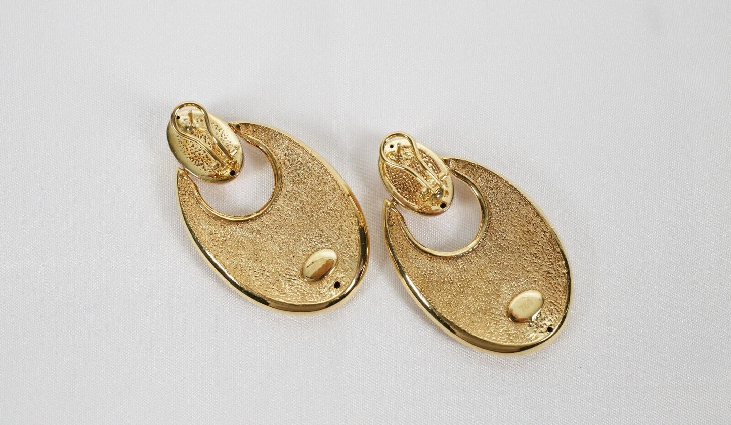 18k Yellow & Rose Gold Textured Dangle Earrings, 18.1g