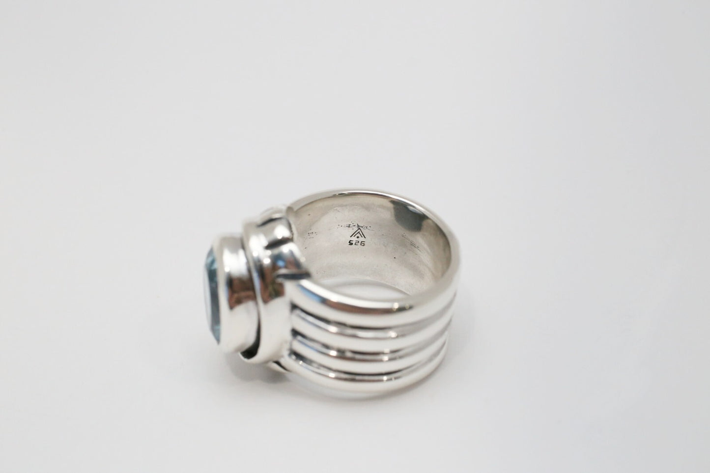 Sterling Silver Blue Topaz Ring, Size 8 - 17.6g