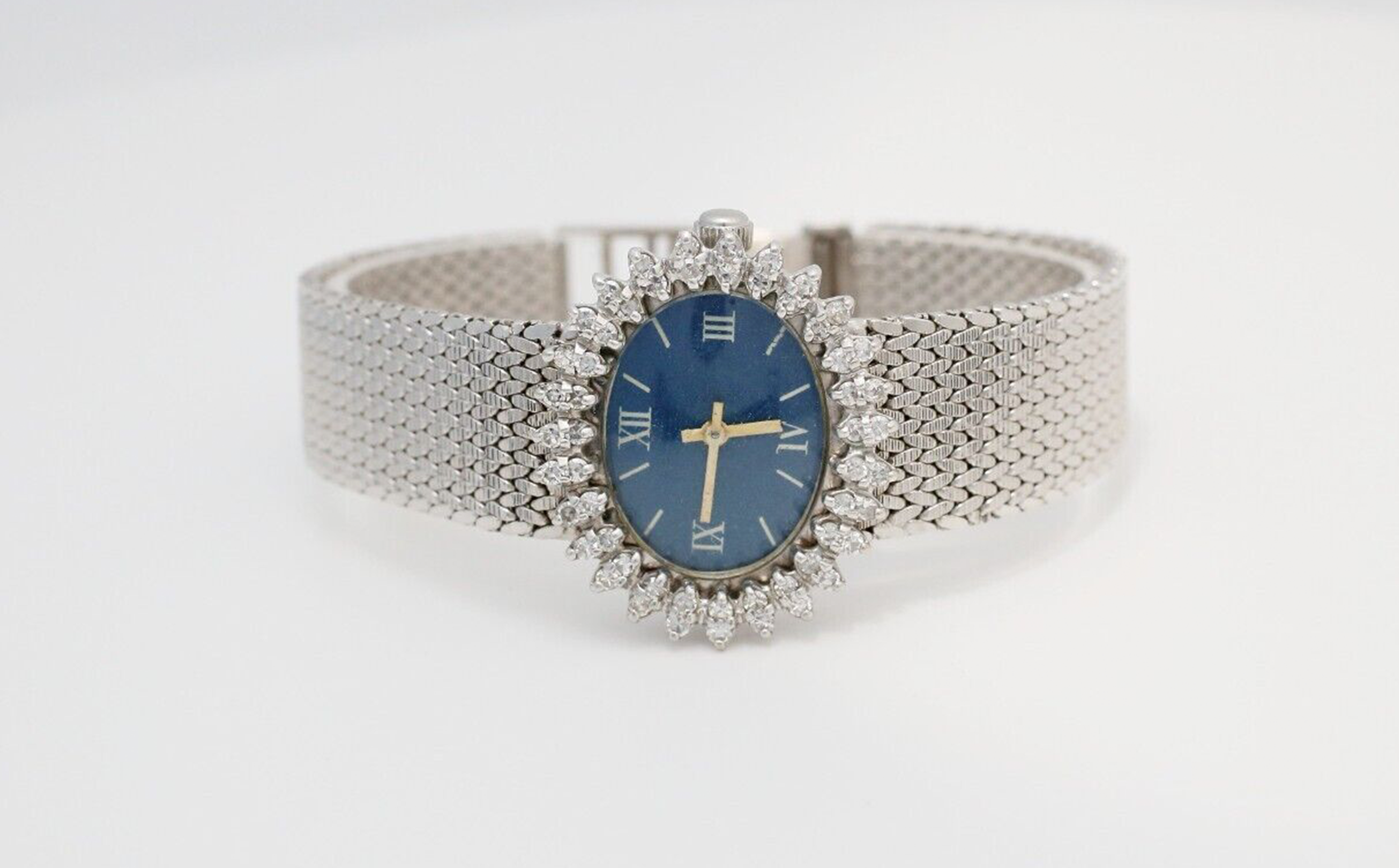 Vintage Mathey-Tissot 14k White Gold Ladies Diamond Watch, 48.5g