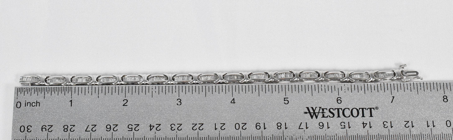 10k White Gold Diamond "X" Link Bracelet, 7.25 inches - 15.3g