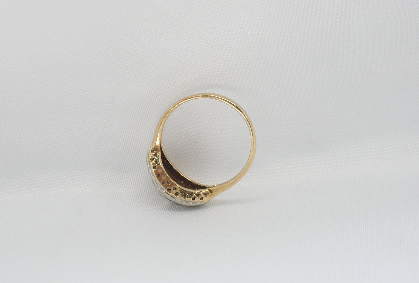 14k Yellow & White Gold Art Deco Diamond Ring, Size 9.25 - 3.4g