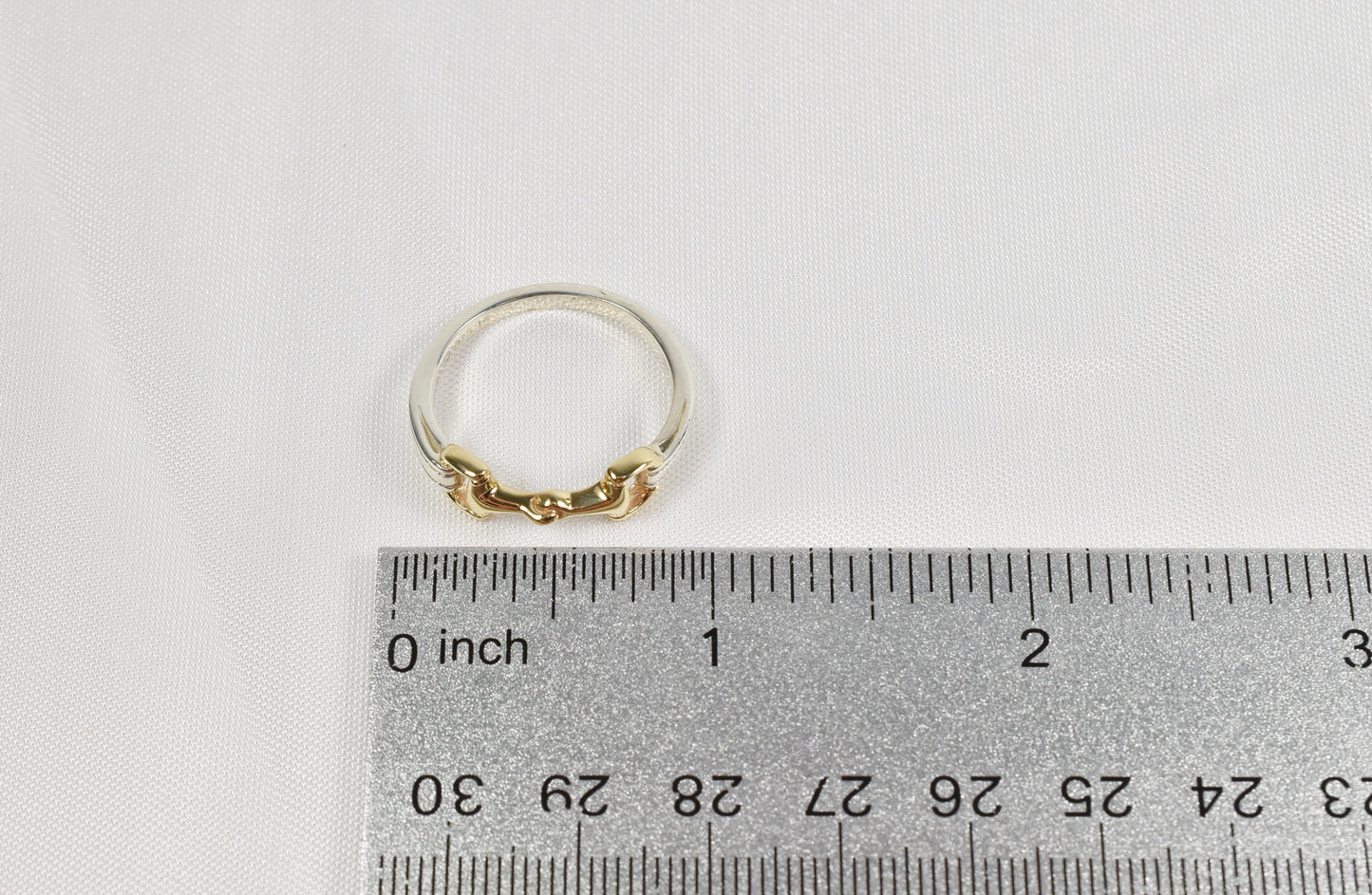 Kabana Sterling Silver & 14k Yellow Gold Horse Snaffle Bit Ring, Size 9.75 - 3.8g