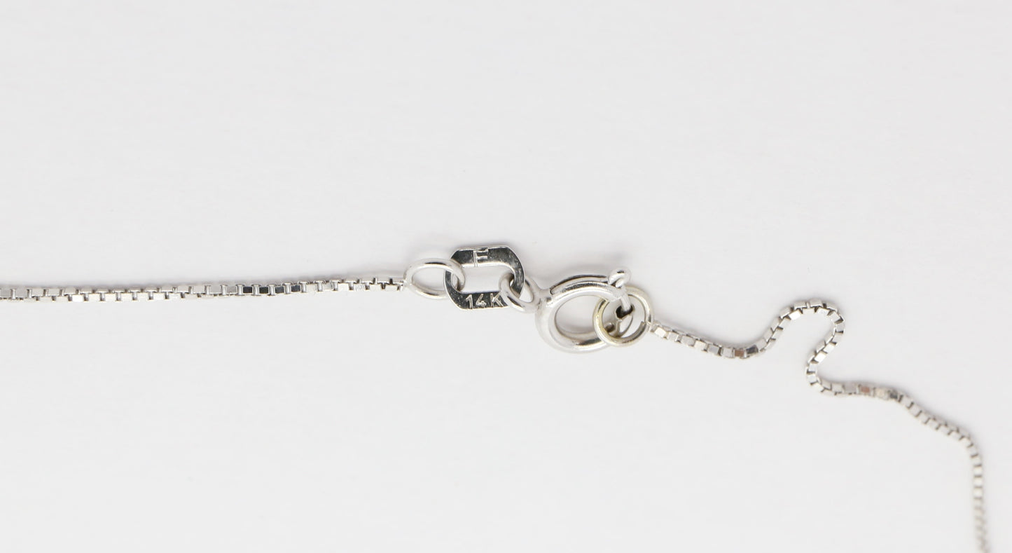 14k White Gold Open Circle Diamond Pendant Necklace, 18 inches - 3.8g