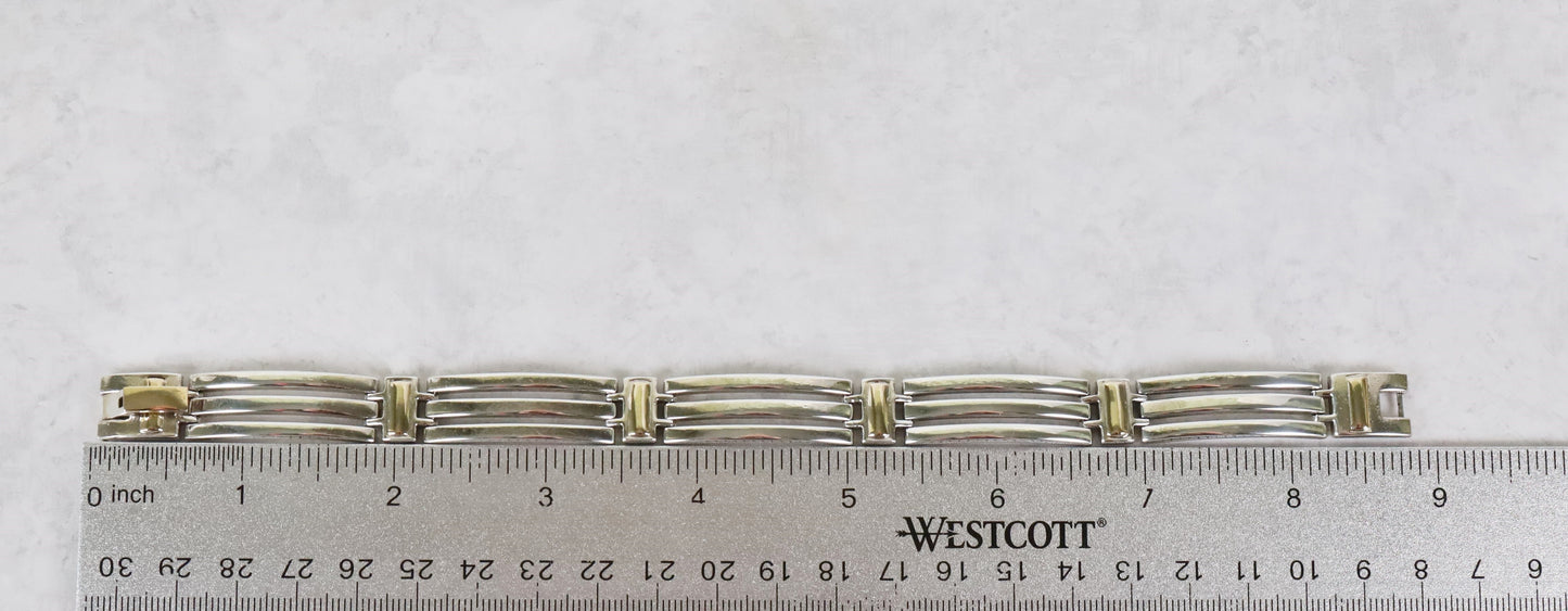 Sterling Silver & 14k Yellow Gold Link Bracelet, 9 inches - 61.4g