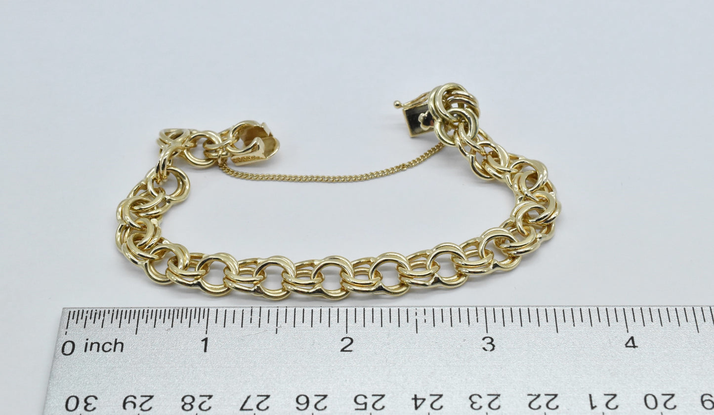 14k Yellow Gold Charm Bracelet, 7.5 inches - 27.0g