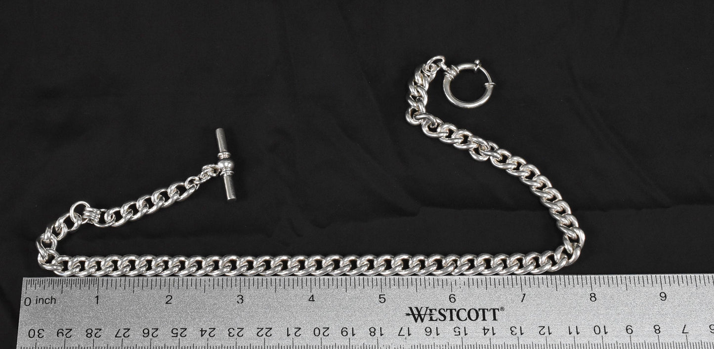 Sterling Silver Cuban Chain Toggle Necklace, 16.5 inches - 80.1g