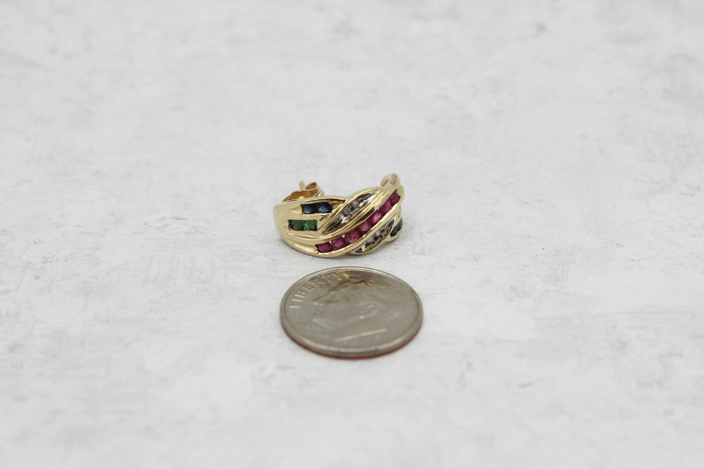 14k Yellow Gold Multi-Gemstone Stud Earrings - 5.1g