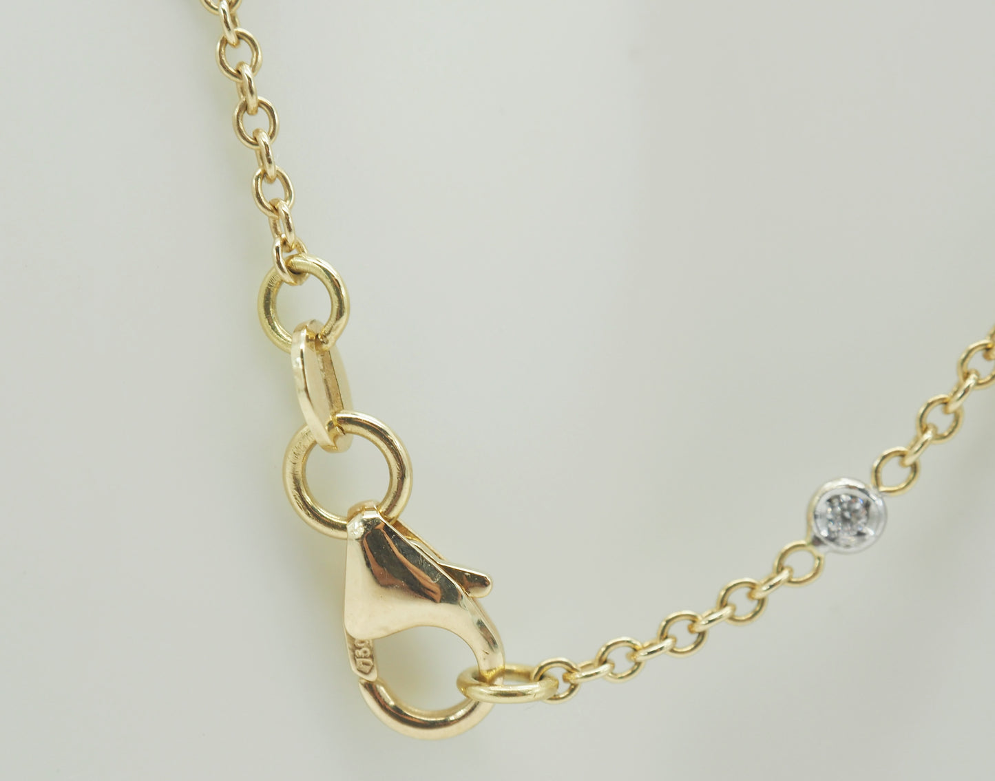 18k Yellow Gold Diamond Chain Necklace, 17.75 inches - 3.7g