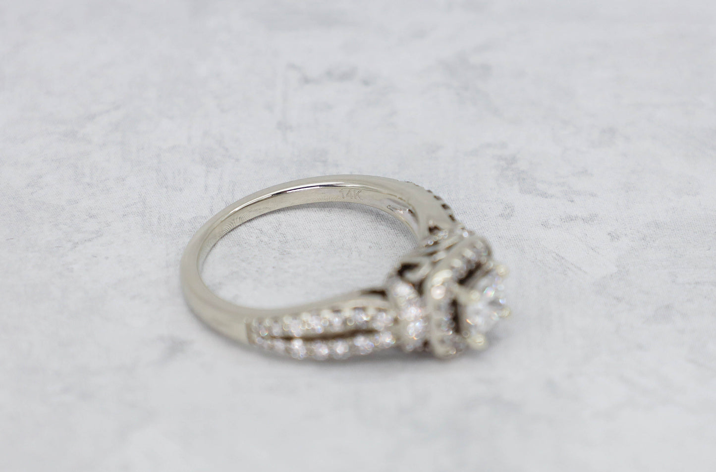 14k White Gold Princess Cut Diamond Engagement Ring, Size 5.75 - 4.1g