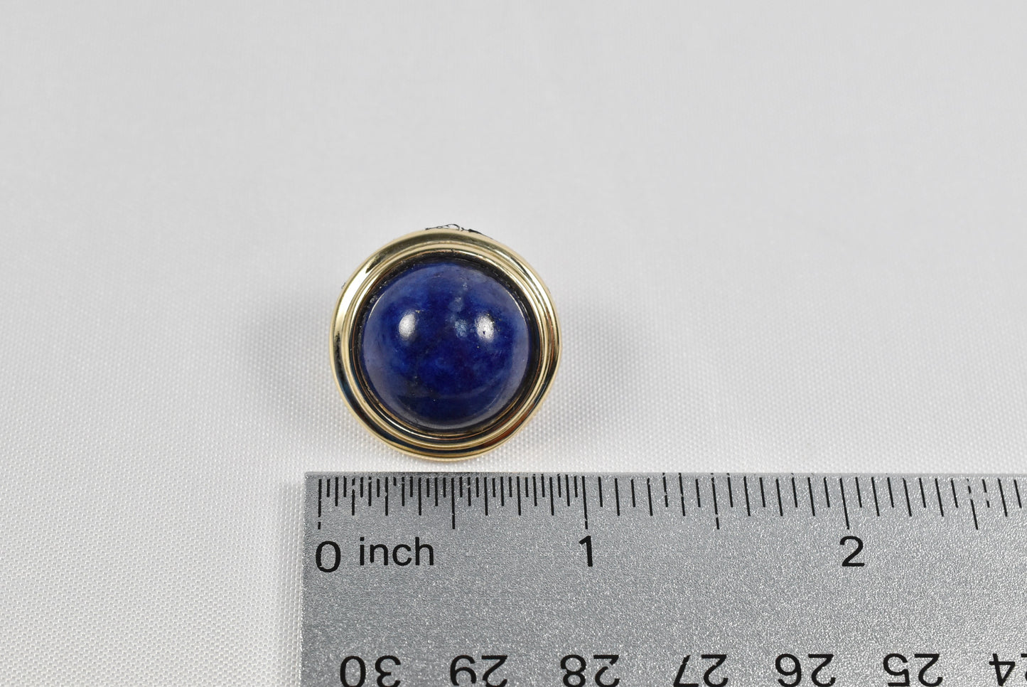 Vintage 14k Yellow Gold Lapis Lazuli Round Earrings, 9.8g