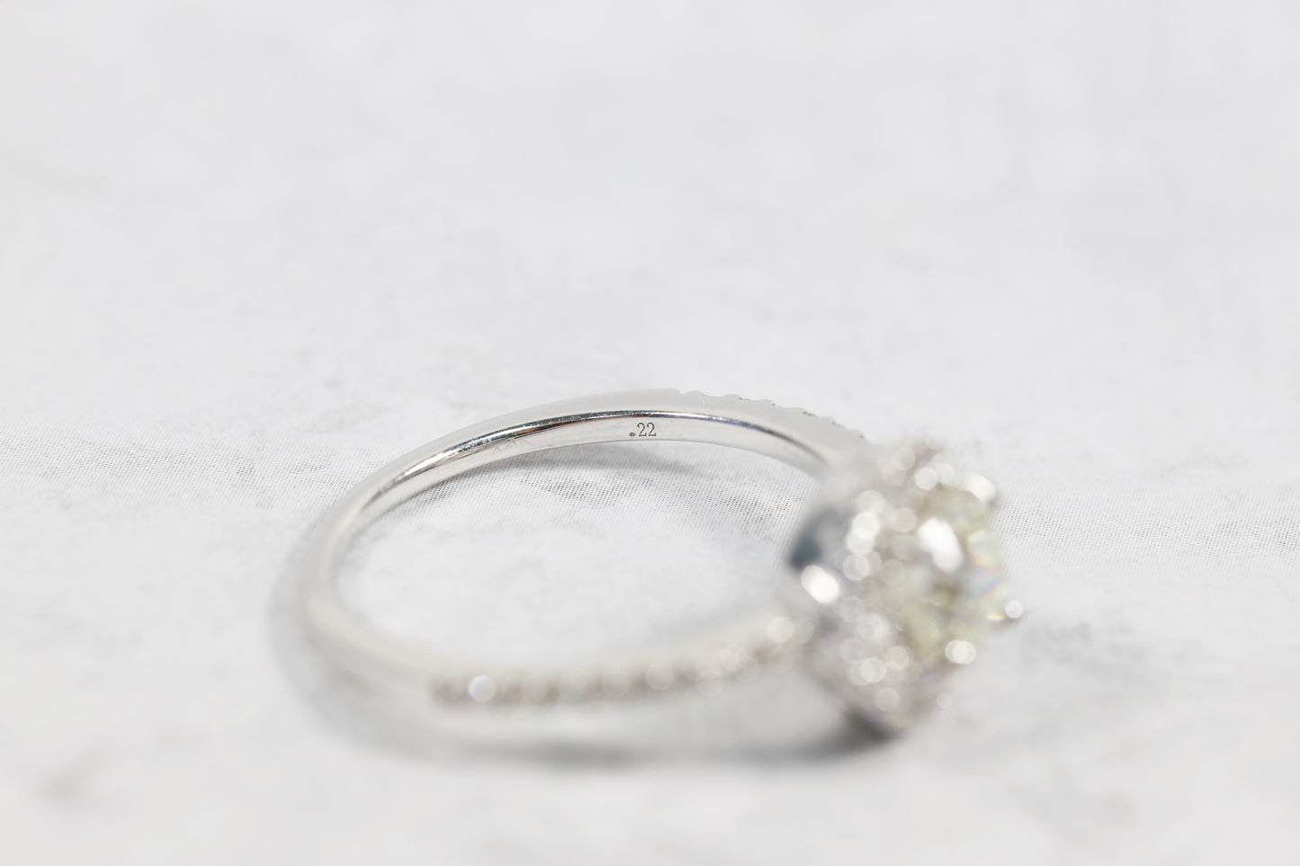 14k White Gold Old European Cut VVS Halo Diamond Engagement Ring, Size 6.5 - 2.7g