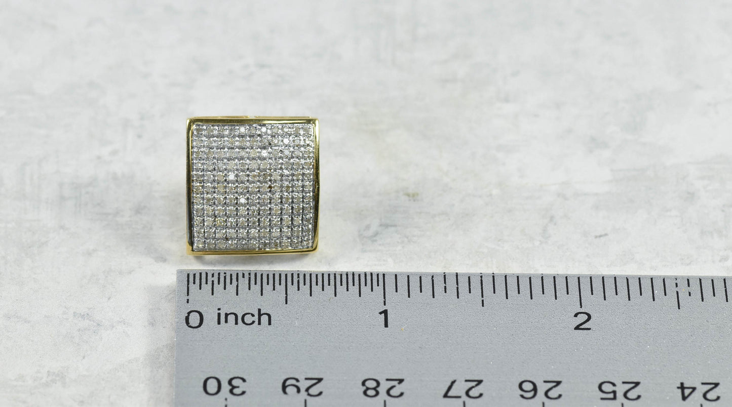 10k Yellow & White Gold Squared Diamond Stud Screw Back Earrings, 6.4g