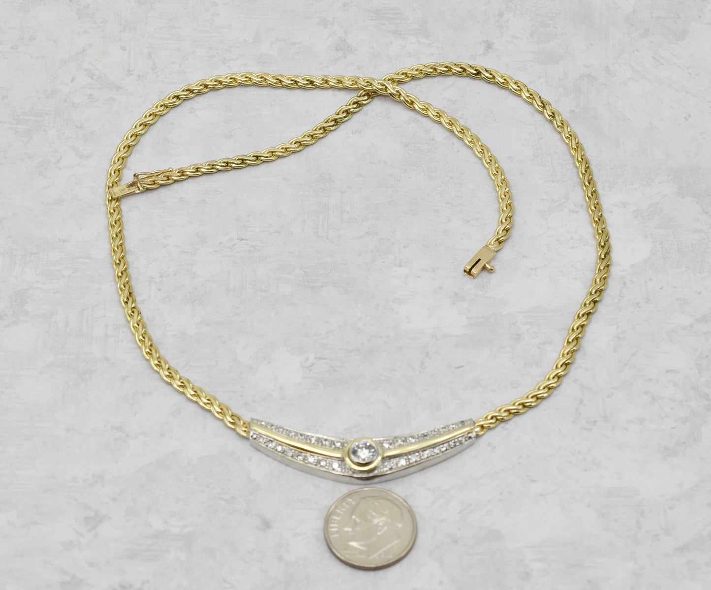 Vintage 14k Yellow & White Gold Diamond Necklace, 18 inches - 24.0g