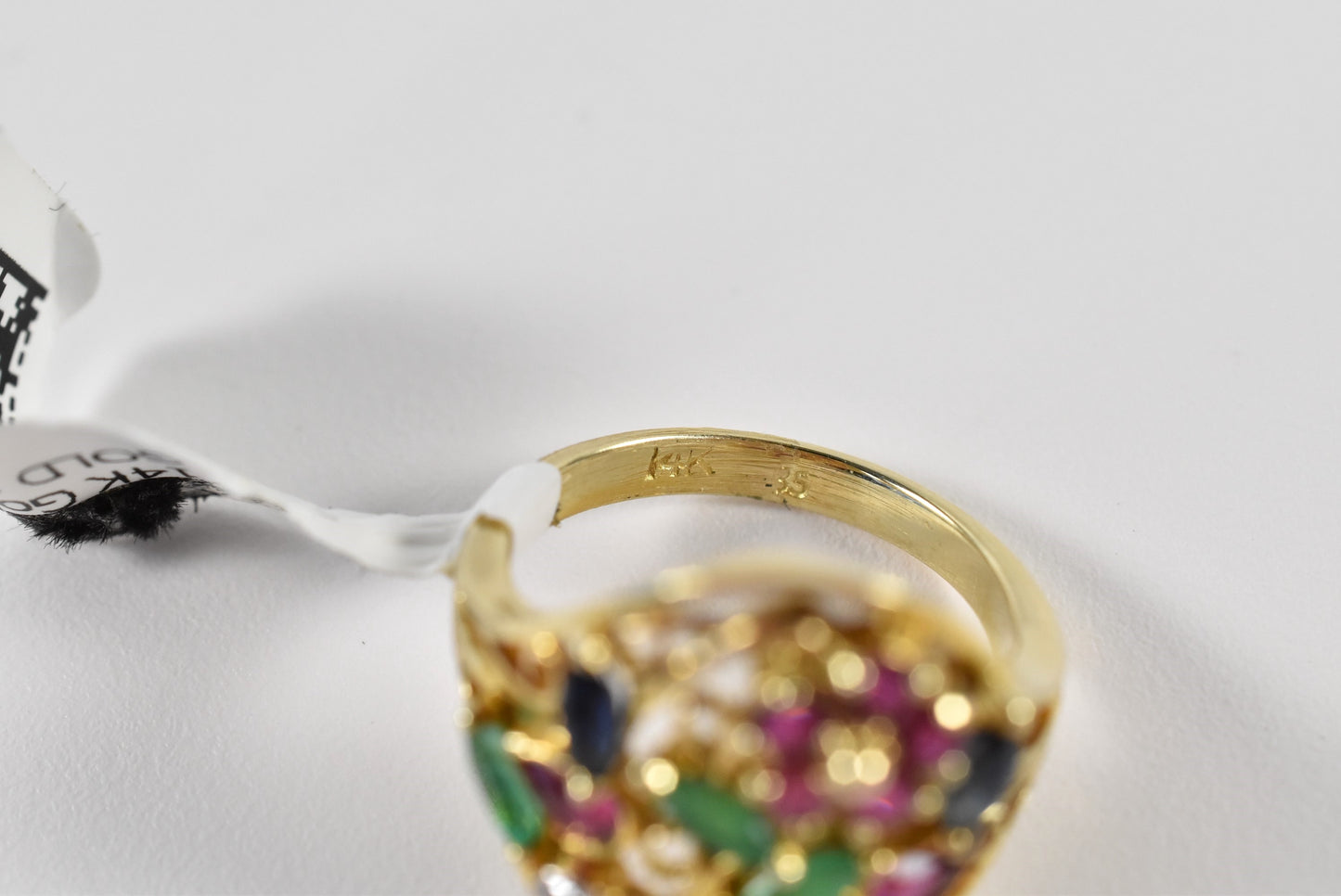 Vintage 14k Yellow Gold Multi-Gemstone Filigree Ring, Size 4.5 - 5.1g