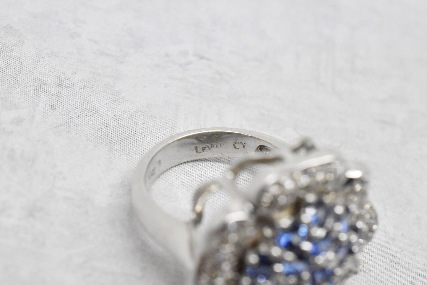 Le Vian 18k White Gold Sapphire & Diamond Ring, Size 6 - 10.3g