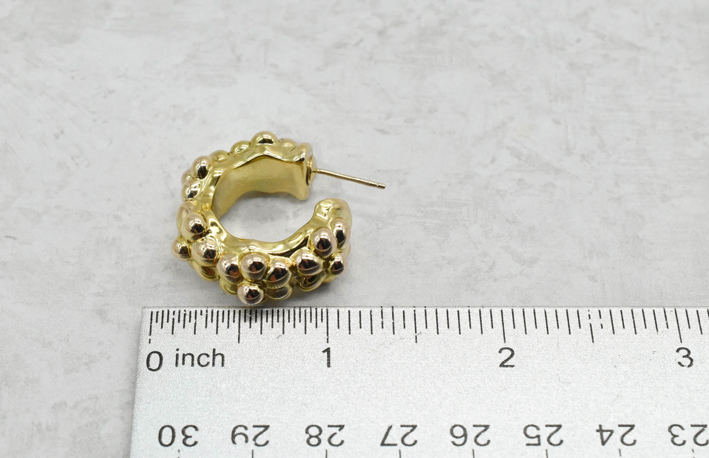 Vintage 14k Yellow Gold Flower Hoop Earrings, 8.3g