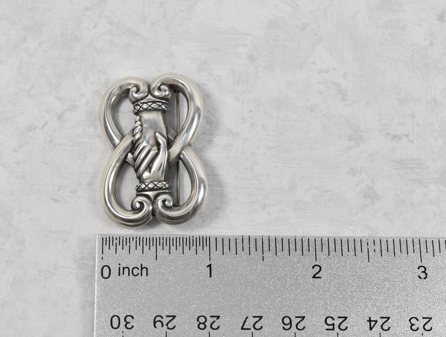 Vintage James Avery Sterling Silver Holding Hands Brooch, 12.0g
