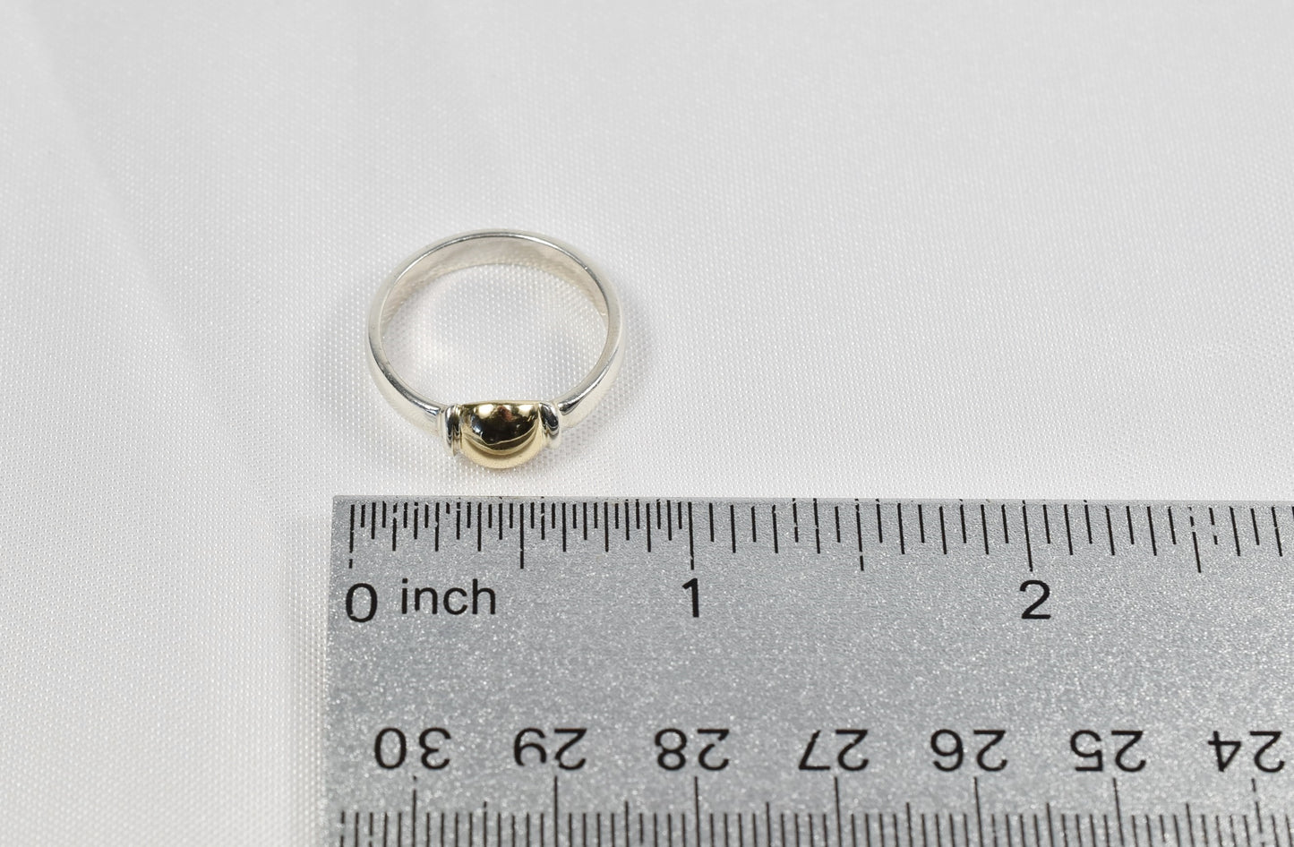 Sterling Silver & 14k Yellow Gold Ring, Size 7.5 - 3.4g