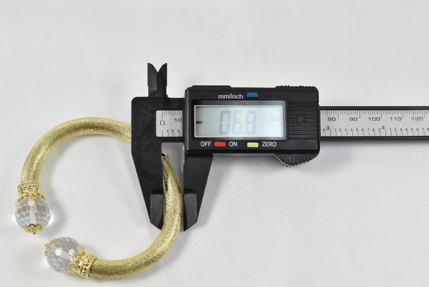 Veronese Sterling Silver Gold Plated Crystal Hinge Bangle, 7 inches - 37.4g