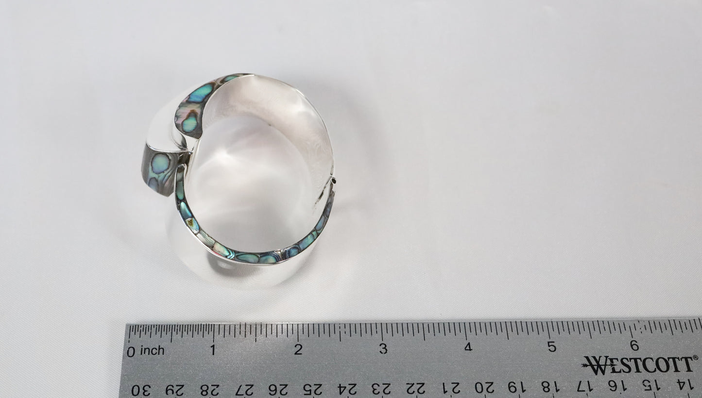 Vintage Alfredo Villasana Sterling Silver Inlaid Abalone Bracelet & Ring Set