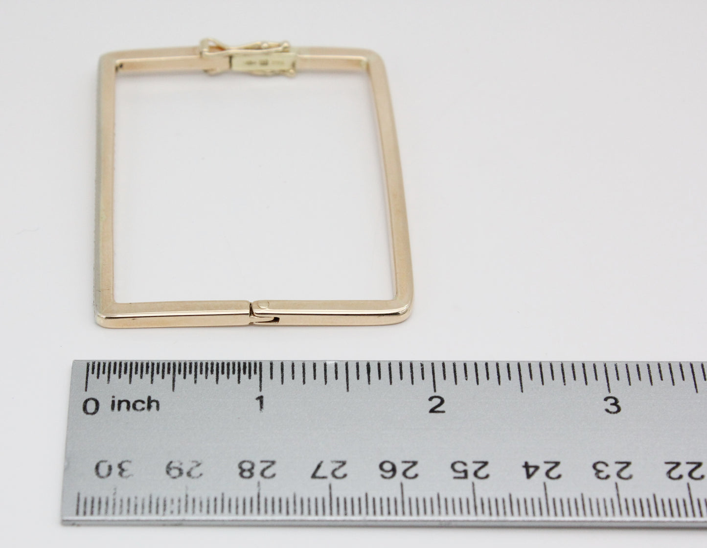 14k Yellow Gold Italian Rectangle Diamond Bangle, Approximate 6.5" - 22.5g