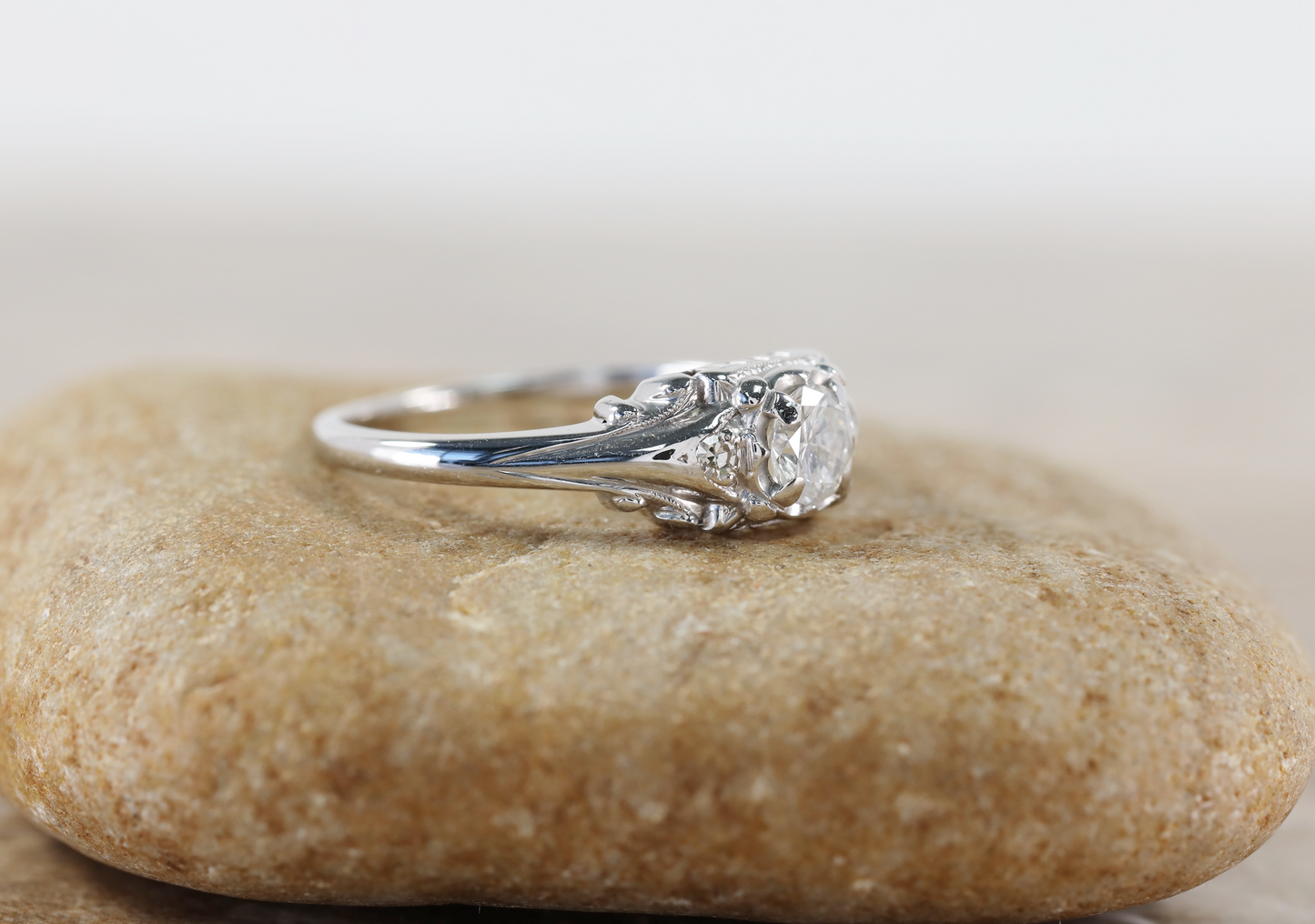 Jabel 18k White Gold Diamond Ring, Size 6.5 - 2.1g