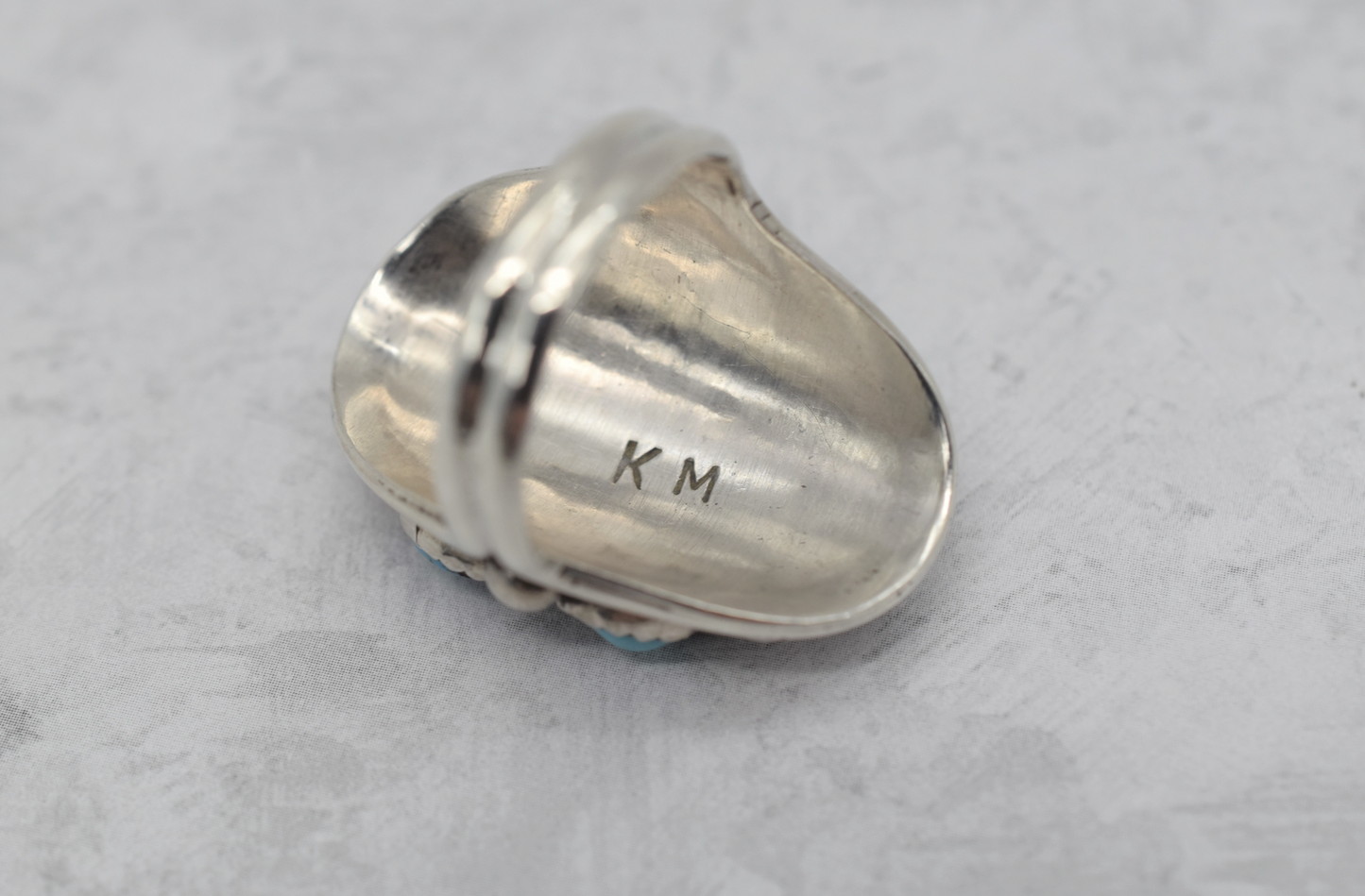 Sterling Silver King Manassa Turquoise Ring, Size 7.25 - 9.0g