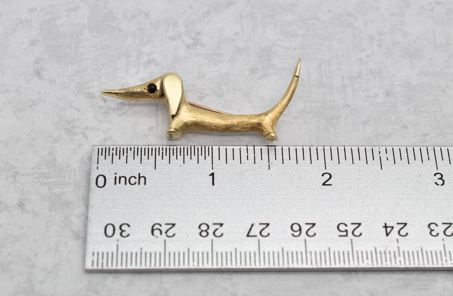 Vintage Cellino 14k Yellow Gold Dachshund Pin with Onyx - 11.5g