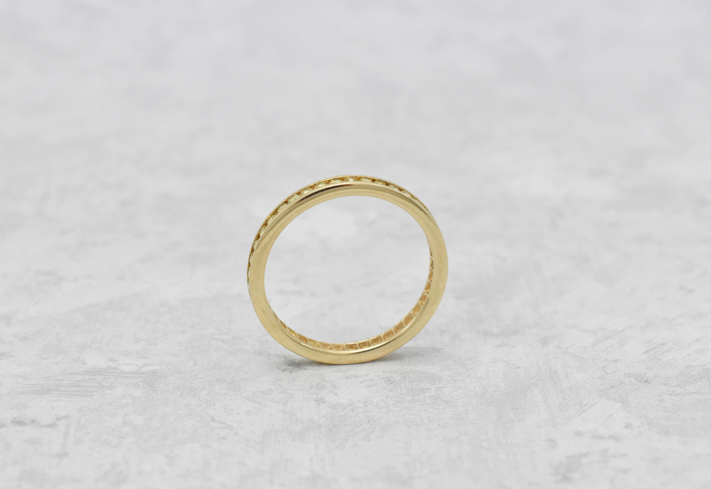 14k Yellow Gold Eternity Band with Natural Yellow Diamonds, Size 7.25 - 1.8g