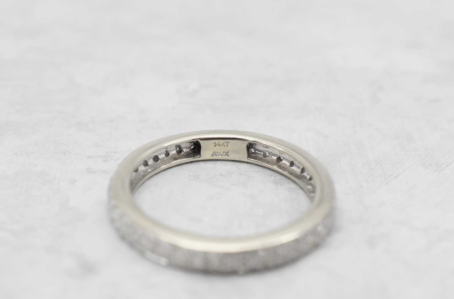 AVJX 14k White Gold Double Row Diamond Eternity Band, Size 8 - 3.1g