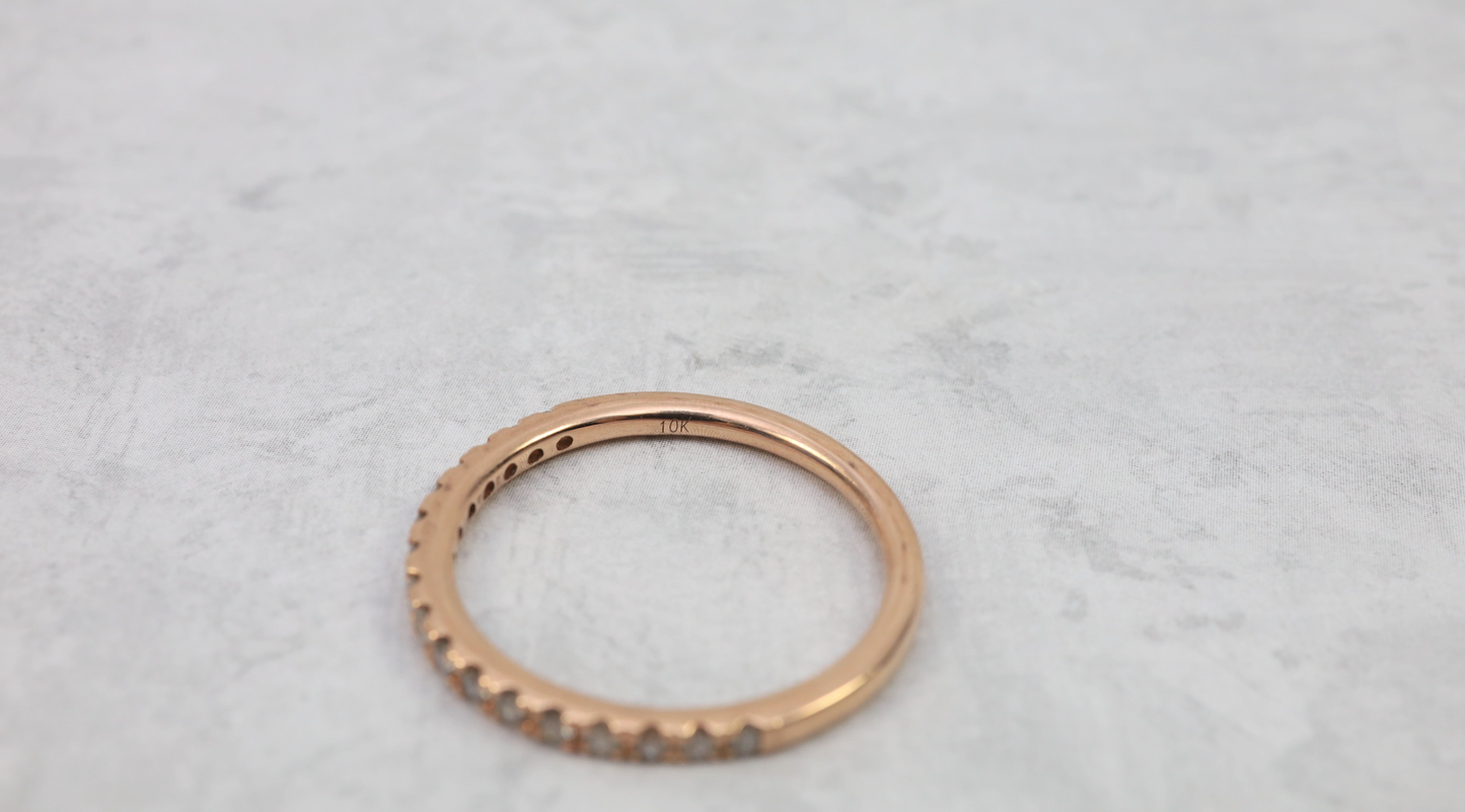 10k Rose Gold Diamond Band, Size 7.25 - 1.6g