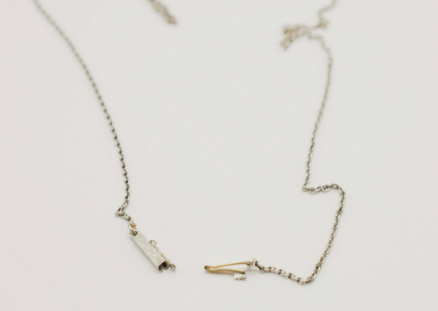 Antique 14k White & Yellow Gold JWT Art Deco Necklace with Rose Cut Diamonds, 18 inches - 7.4g