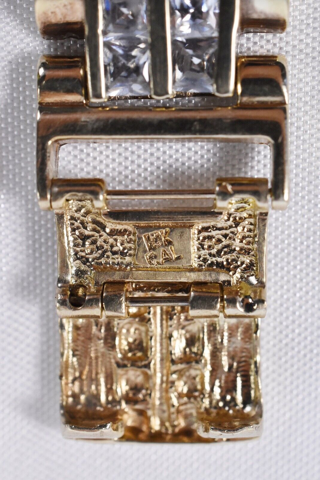 Men's 10k Yellow Gold Cubic Zirconia Link Bracelet, 9.5 inches - 58.3g