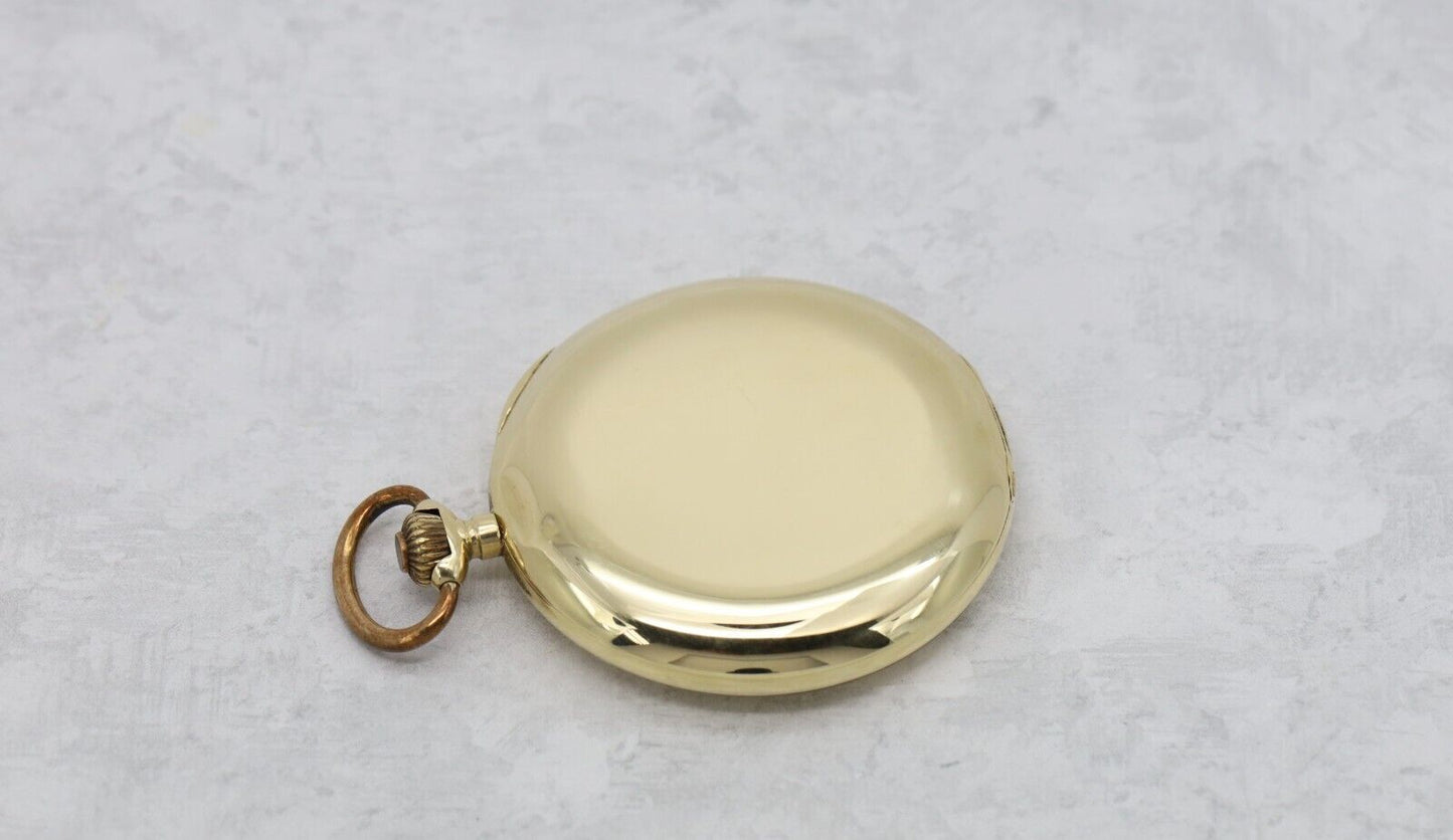 Vintage 14k Yellow Gold Movado Alf Life Pocket Watch & Case