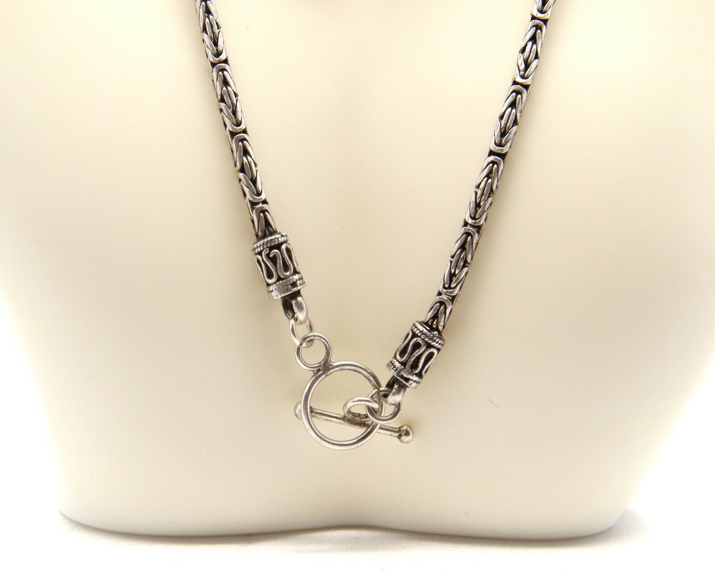 Sterling Silver Byzantine Chain Necklace, 16 inches - 26.4g