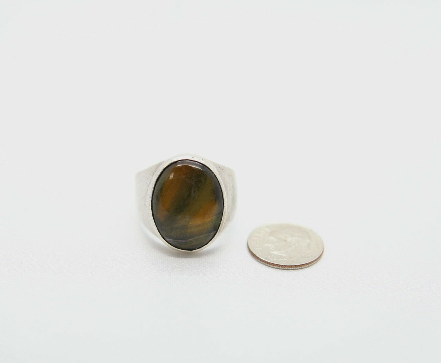 Sterling Silver Tiger's Eye Ring, Size 13 - 15.4g