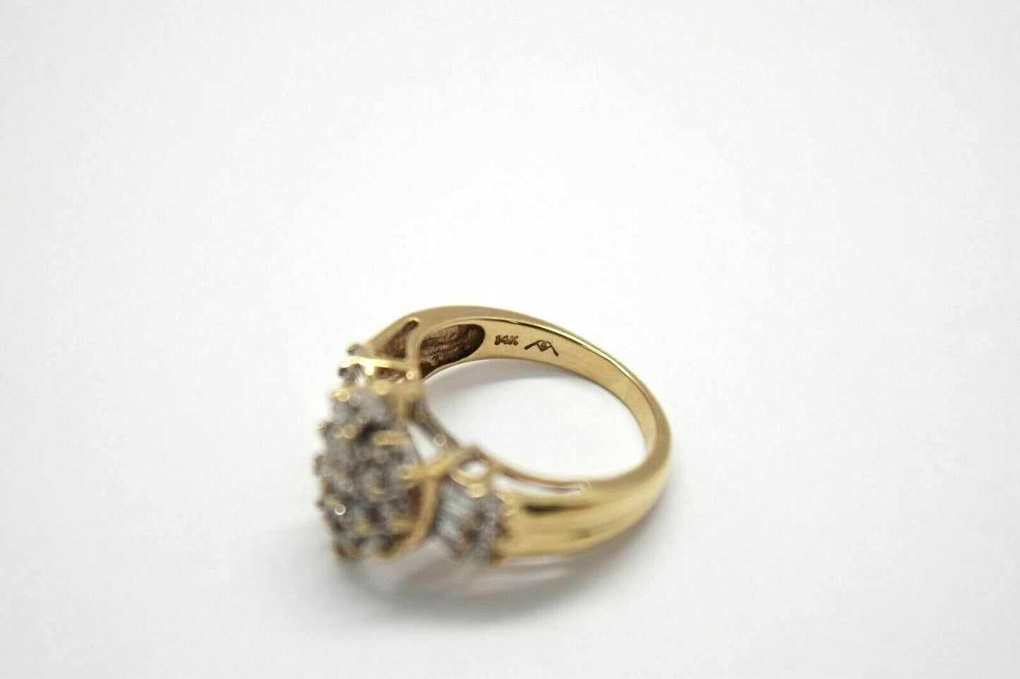 14k Yellow Gold Ladies Cluster Diamond Ring, Size 5.25 - 5.6g