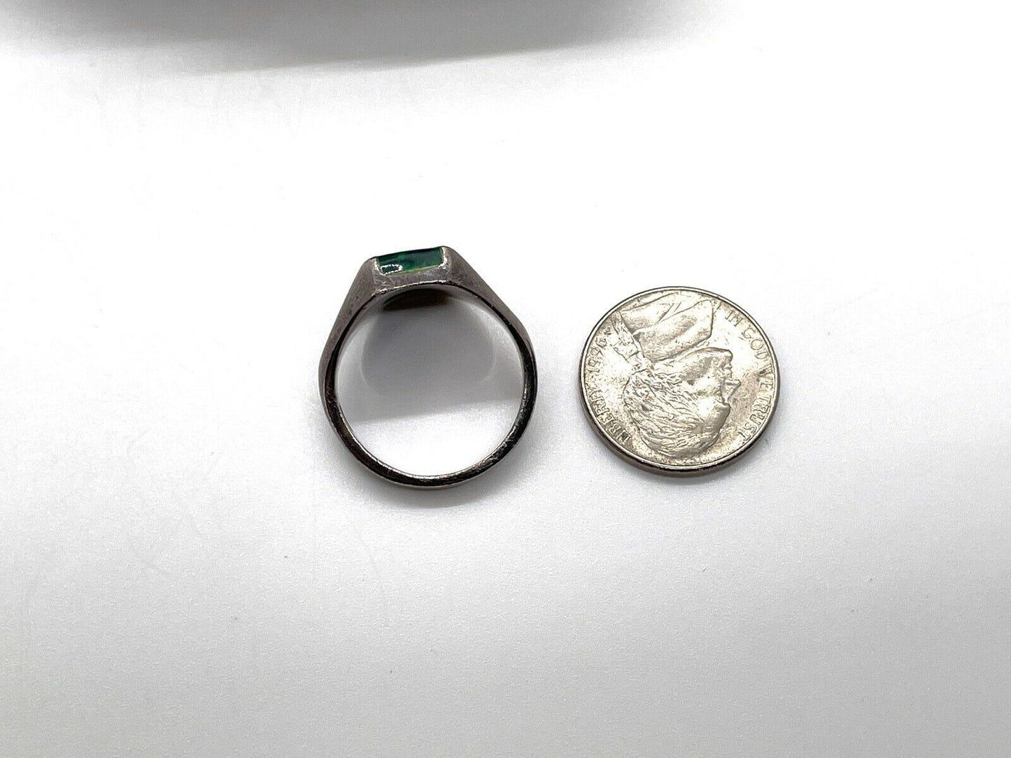 Sterling Silver Aventurine Gemstone Ring, Size 9 - 10.6g