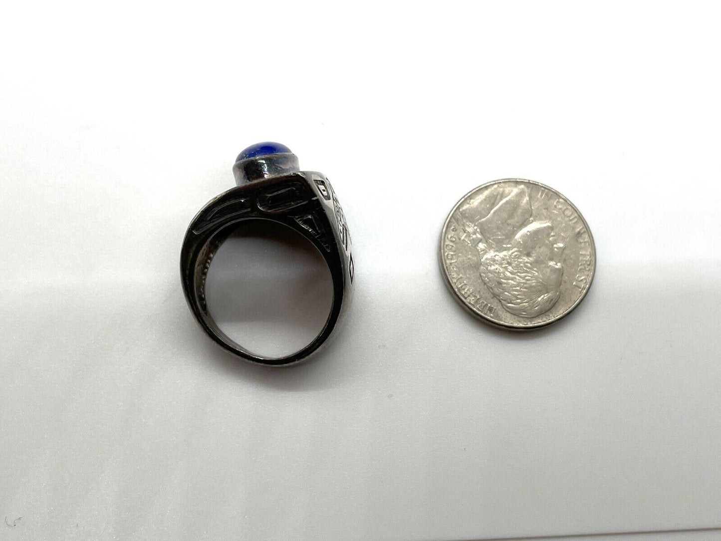 Sterling Silver Blue Lapis Ring, Size 6.5 - 12.7g